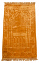  Tapis de prière adulte ultra-doux avec motif 4 ogives et franges torsadées - Couleur Jaune or