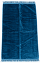  Tapis de prière adulte ultra-doux - Couleur bleu océan unie sans motifs - frange torsadée