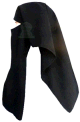 Niqab moyen noir 2 pieces avec noeud