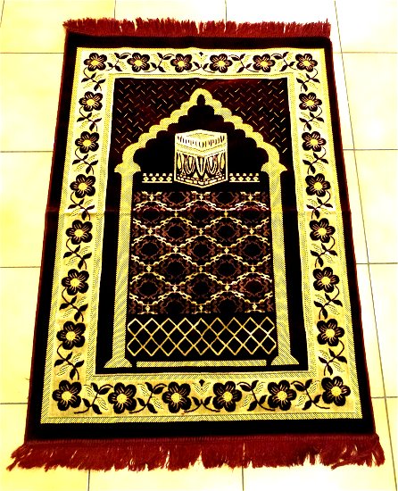 Tapis de prière Velours Luxe couleur unie avec motifs - Alif Store