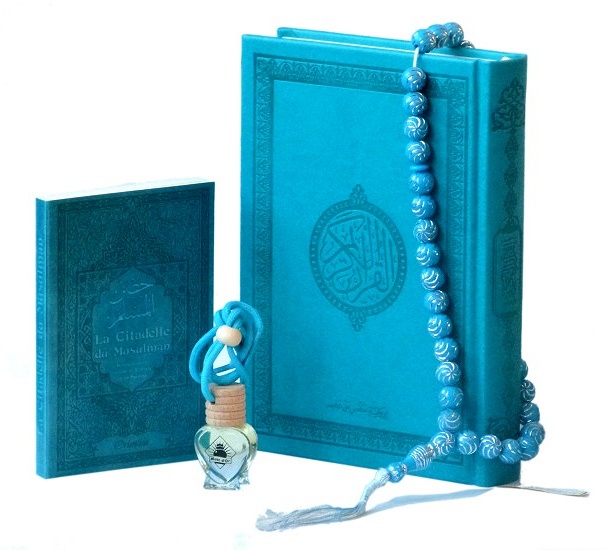 Amelis - Sebha (chapelet musulman) de luxe à 33 grains en cristal - Sabha  de couleur bleu-vert