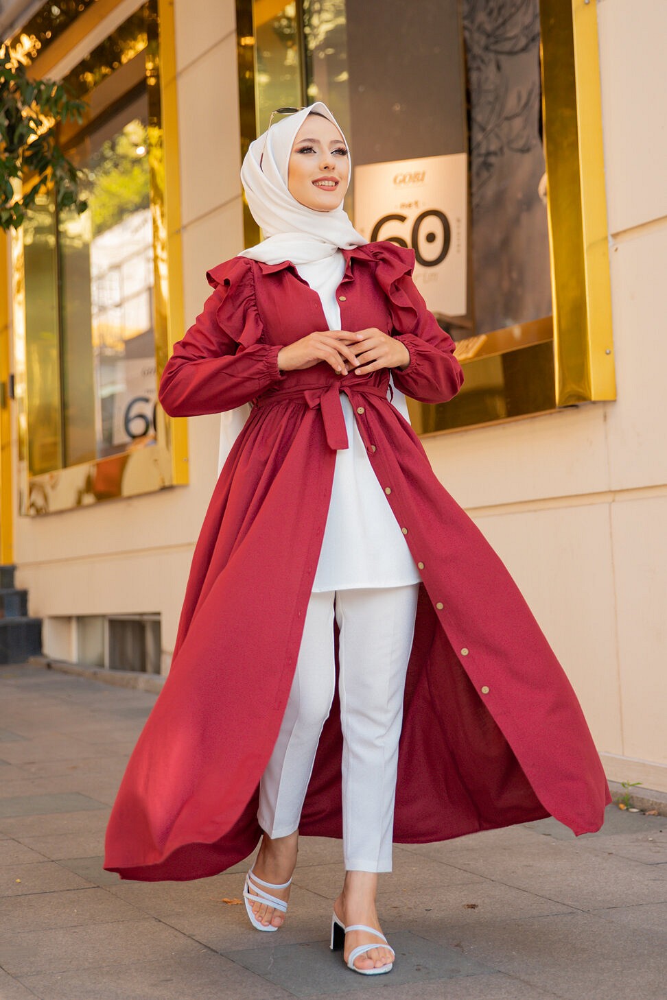Robe de soirée pour femme voilée hijab longue en dentelle et tulle rouge  bordeaux – lavalentinadress