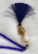 Chapelet "Subha" de luxe a 99 perles en cristal decoration metallique et perles - Couleur bleu roi