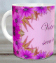 Mug message dans un collier de fleurs - Tasse avec un message personnalise (mauve-violet)
