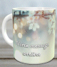 Mug decor lumieres et fleurs blanches - Tasse cadeau avec deux messages personnalises