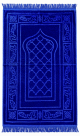  Tapis de prière adulte ultra-doux avec motif mosaïque frange torsadée - Couleur Bleu roi