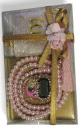 Coffret Cadeau Musulman Couleur Rose : Mini Coran + chapelet "Sabha" + Chapelet électronique décoré de strass