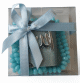 Coffret Cadeau Musulman Couleur bleu turquoise : Mini Coran + chapelet "Sabha"