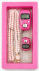 Coffret Cadeau Musulman : Chapelet (Tasbih) + Chapelet Électronique au Doigt + Chapelet Électronique Portable (Porte Clés) - Couleur rose