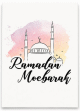 Carte de vœux islamique Ramadan Moubarak - Mosquée & Aquarelle