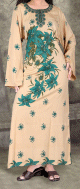 Robe orientale Naziha avec manches longues et grand chale assorti